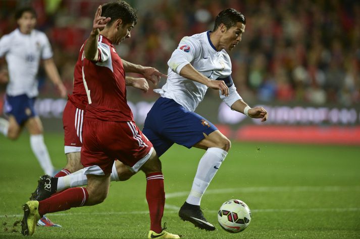 Cristiano Ronaldo á ferðinni í kvöld.