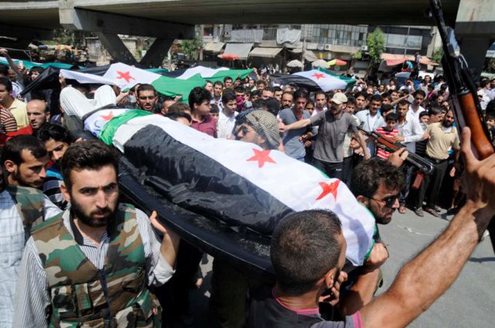 Frá Aleppo í gær.