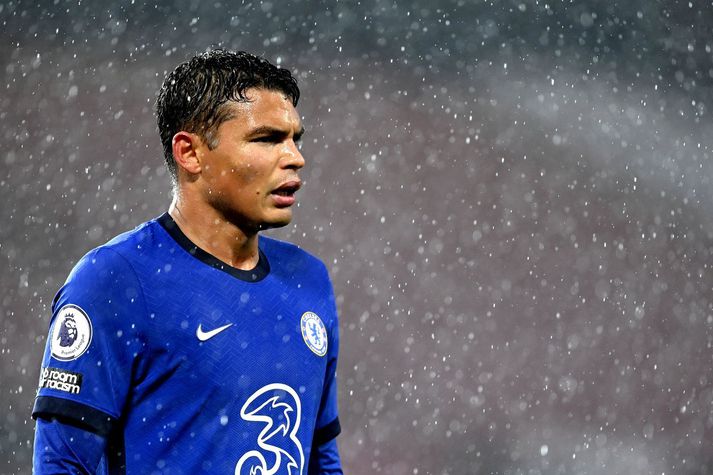 Thiago Silva í leik með Chelsea á móti Manchester United um síðustu helgi.