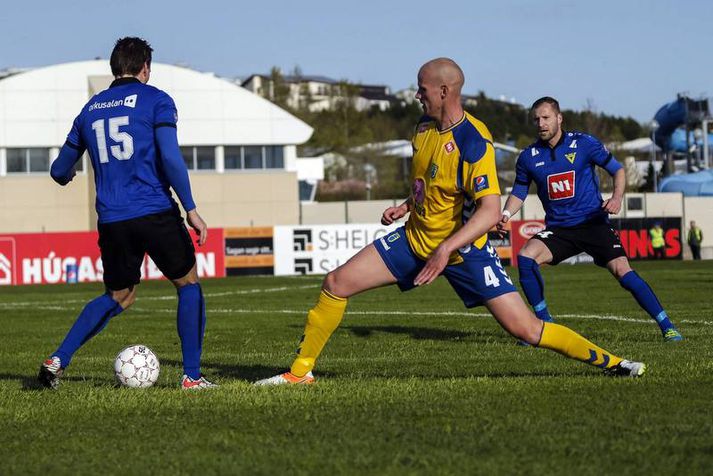 Gunnar Már Guðmundsson skoraði fyrir Fjölni.