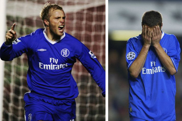 Eiður Smári Guðjohsen og Adrian Mutu.