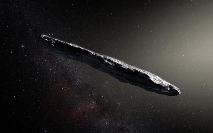Teikning listamanns af því hvernig 'Oumuamua gæti litið út.
