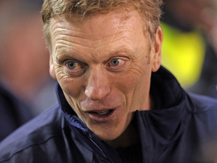 David Moyes, stjóri Everton, var brosmildur eftir leikinn í kvöld.
