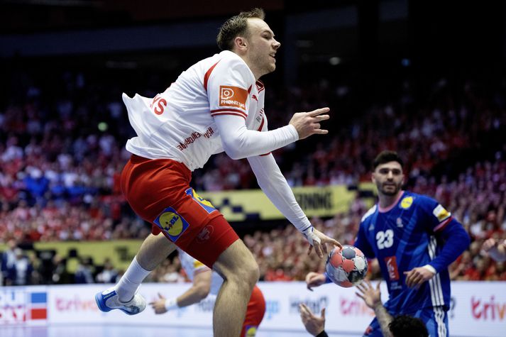 Mathias Gidsel var frábær í seinni hálfleiknum í kvöld og átti mikinn þátt í sigrinum á Frökkum.