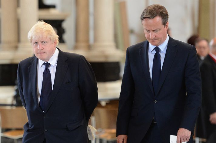 Þeir Boris Johnson og David Cameron eru, eða réttara sagt voru, miklir vinir.