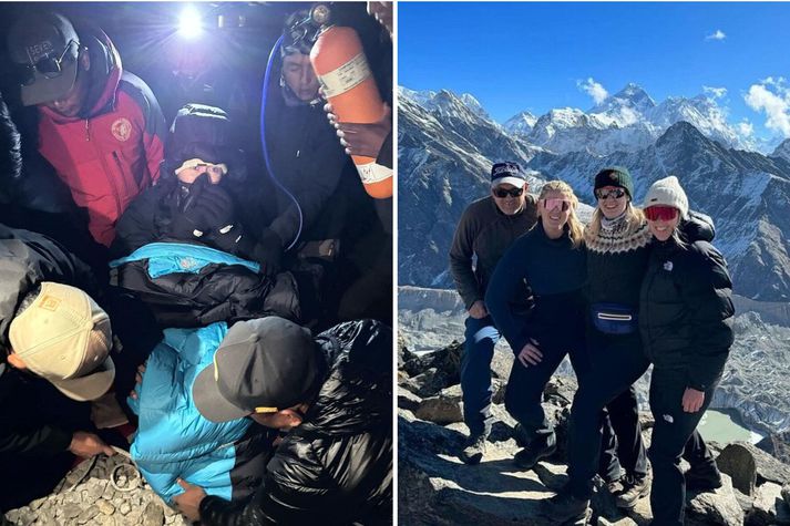 Ester Ósk Aðalsteinsdóttir hélt hún myndi kafna til dauða þegar öndunarvegur hennar lokaðist í Nepal. Hún fékk sem betur fer súrefnisgrímu og burðuðust ellefu sjerpar með hana í fjóra tíma til að koma henni á sjúkrahús.