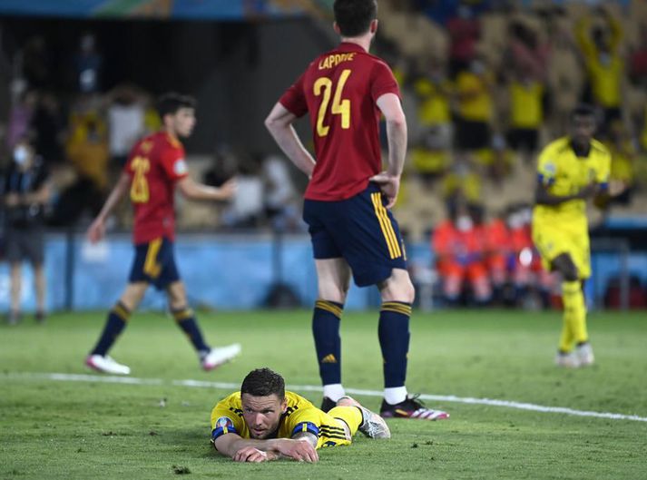 Marcus Berg var nálægt því að skora fyrir Svía í gær en hitti boltann illa á ögurstundu.