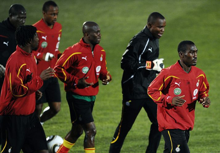 Leikmenn Ghana á æfingum.