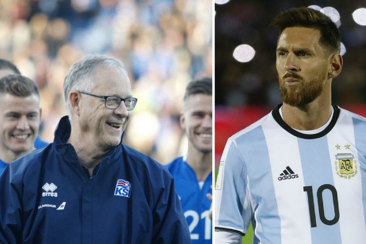 Lars Lagerbäck og Lionel Messi.