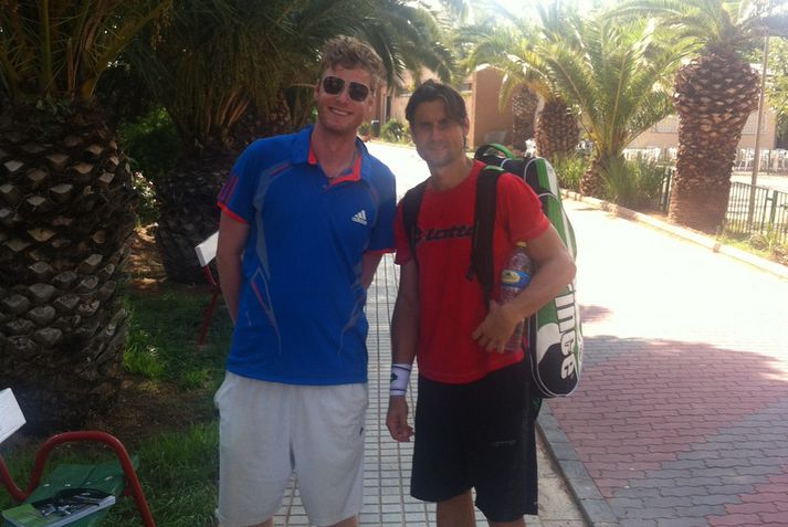 Jón Axel ásamt David Ferrer í Valencia.
