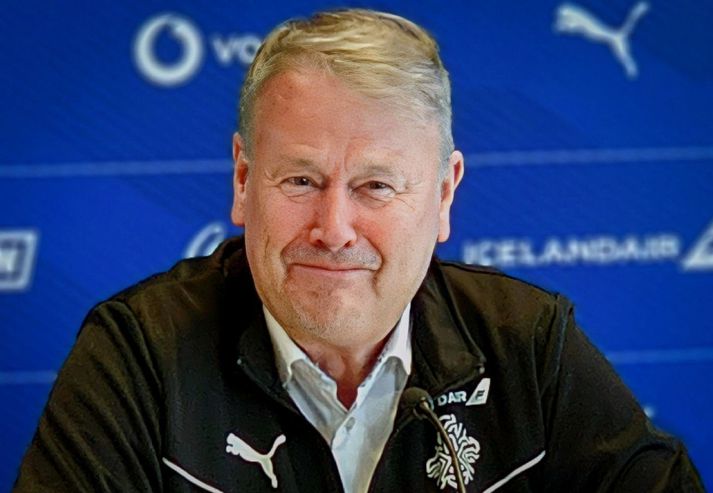 Åge Hareide sat fyrir svörum á blaðamannafundinum fyrir leikinn gegn Slóvakíu.