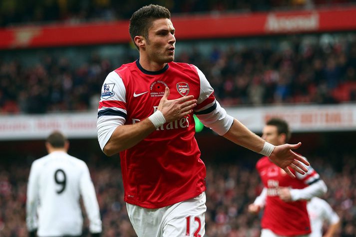 Giroud skoraði tvö fyrir Arsenal í dag.