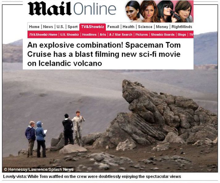 Tom í silfurbúningi við tökur á Íslandi.