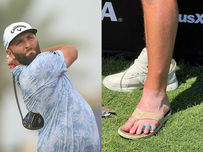 Jon Rahm er spænskur LIV kylfingur og þurfti að hætta í miðju móti um helgina.