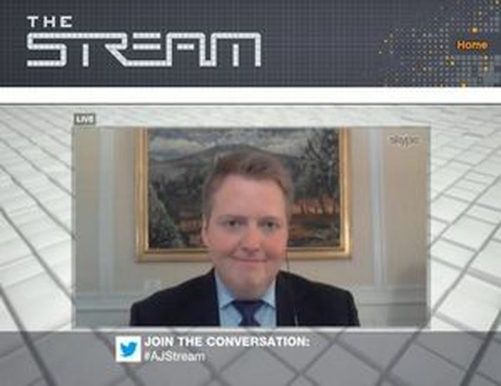 Forsætisráðherrann var í beinni á sjónvarpsstöðinni Al Jazeera í gærkvöldi.