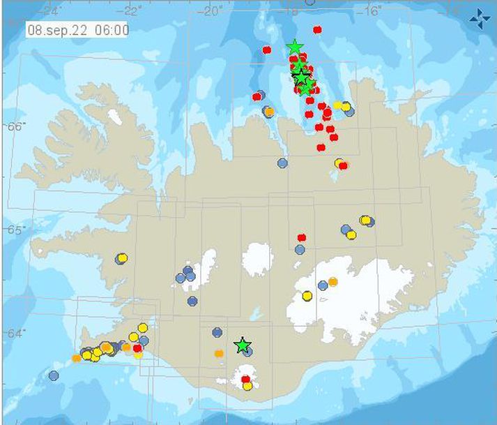 Stærsti skjálftinn mældist 4,9 að stærð.