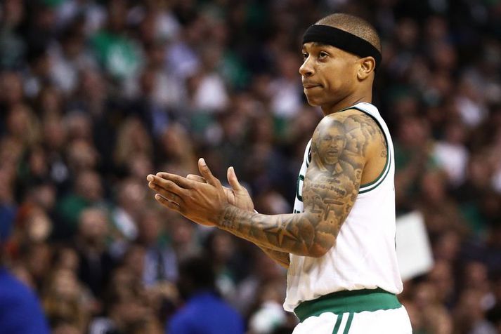 Isaiah Thomas í leik með Boston Celtics þar sem ferill hans náði hæstum hæðum.