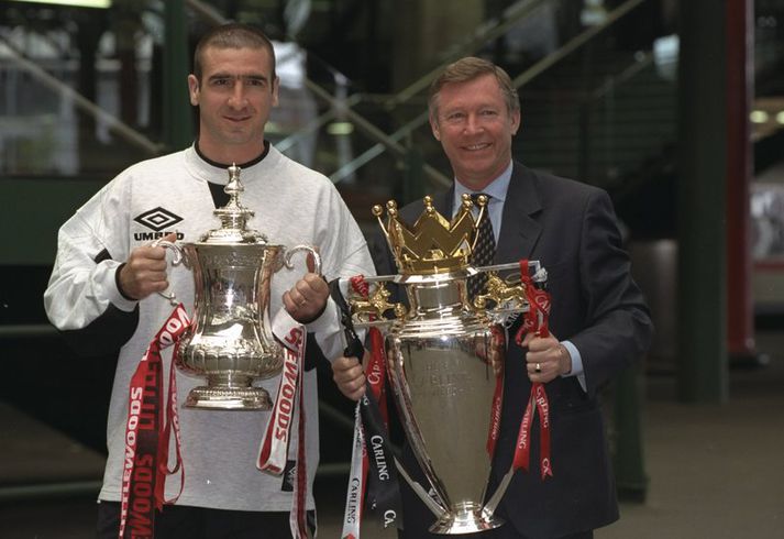 Eric Cantona og Sir Alex Ferguson.