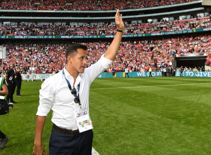 Alexis Sánchez lék ekki með Arsenal gegn Leicester City í 1. umferð ensku úrvalsdeildarinnar.