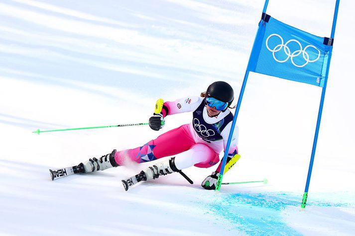 Elín Elmarsdóttir van Pelt í brekkunni í dag. Hún hafnaði í 43. sæti.