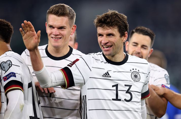 Thomas Müller skoraði tvö af níu mörkum Þjóðverja í kvöld.