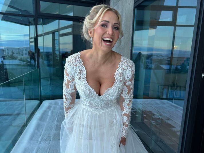 Eva gekk í það heilaga með Kára á síðasta ári.