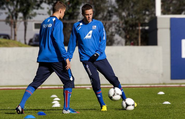 Gylfi á landsliðsæfingu í vikunni.