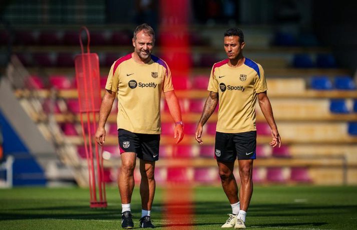 Hansi Flick og Thiago hafa endurnýjað kynnin.
