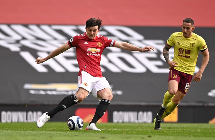 Harry Maguire í leiknum gegn Burnley á sunnudaginn sem Manchester United vann, 3-1.