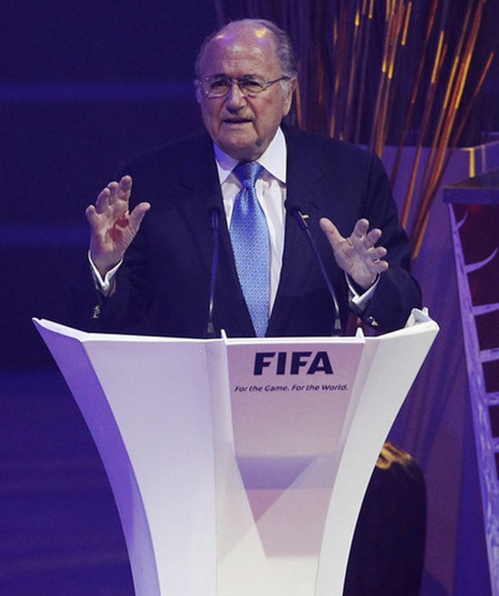 Sepp Blatter tekur til máls á þinginu í gær.
