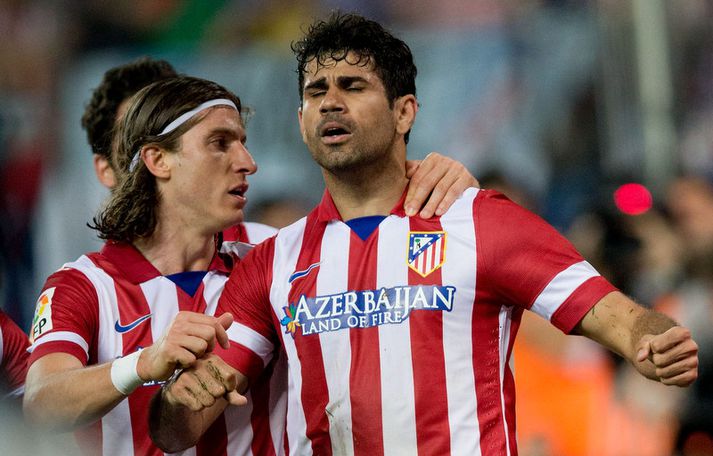 Filipe Luis fagnar með "stjörnunni“ Diego Costa.