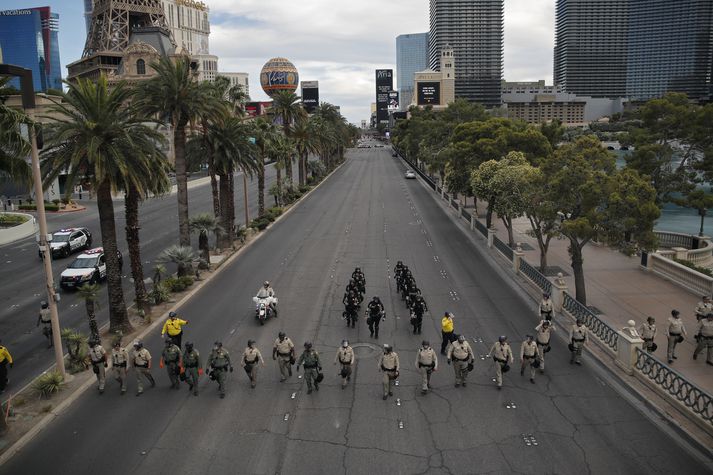 Lögreglan bregst við mótmælum í Las Vegas. Myndin er frá 30. maí síðastliðnum.