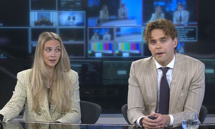 Elísabet Inga fréttamaður mætti í myndverið.