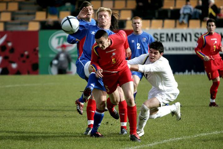 Guðjón er hér í leik með U-21 landsliði Íslands.