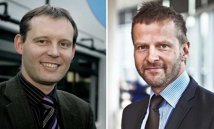 Sævar Freyr Þráinsson forstjóri Símans og Orri Hauksson forstjóri Skipta.