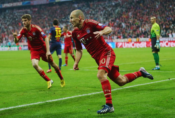 Robben fagnar í kvöld.