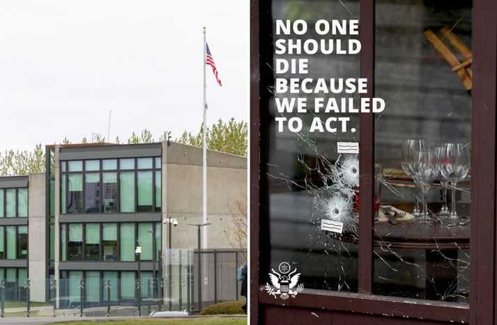 Skjáskot af færslu sem bandaríska sendiráðið á Íslandi birti á samfélagsmiðlum í gærmorgun.