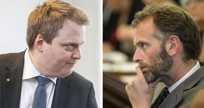 Helgi Hjörvar, þingmaður Samfylkingarinnar, og Sigmundur Davíð Gunnlaugsson, forsætisráðherra.