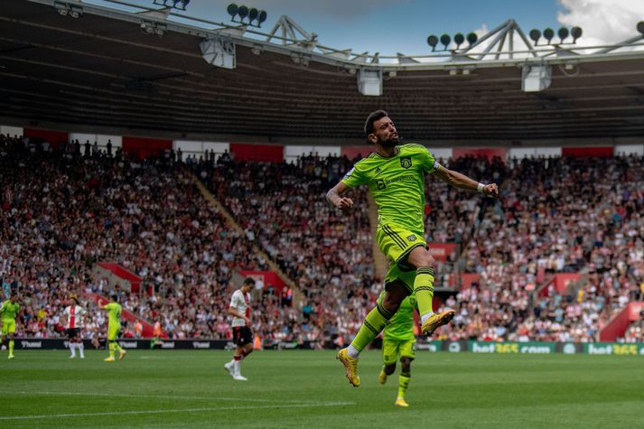 Bruno Fernandes skoraði eina mark leiksins í dag.