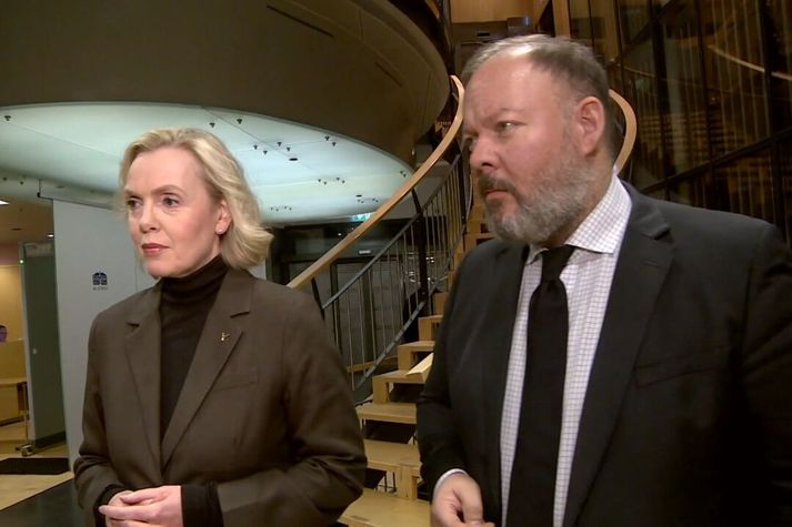 Guðrún Hafsteinsdóttir, formaður Sjálfstæðisflokksins, og Bergþór Ólason, þingmaður Miðflokksins.