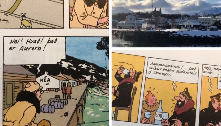 Tinni kom til Akureyrar í bókinni um Dularfullu stjörnuna.