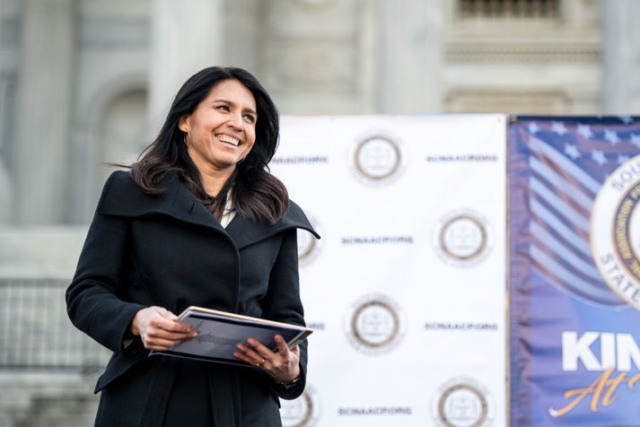 Hin 38 ára Tulsi Gabbard hefur setið á þingi fyrir Demókrataflokkinn frá árinu 2013.