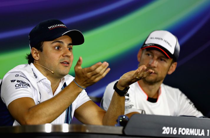 Felipe Massa og Jenson Button sem báðir eru líklega að fara að aka sína síðustu keppni í Formúlu 1 um helgina.