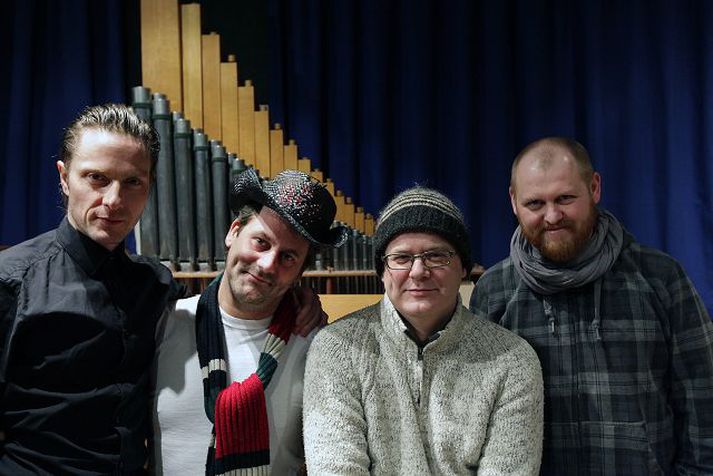 Daníel Ágúst, Björn Jörundur og Jón Ólafsson ásamt Kidda í Memfismafíunni. Fréttablaðið/Vilhelm