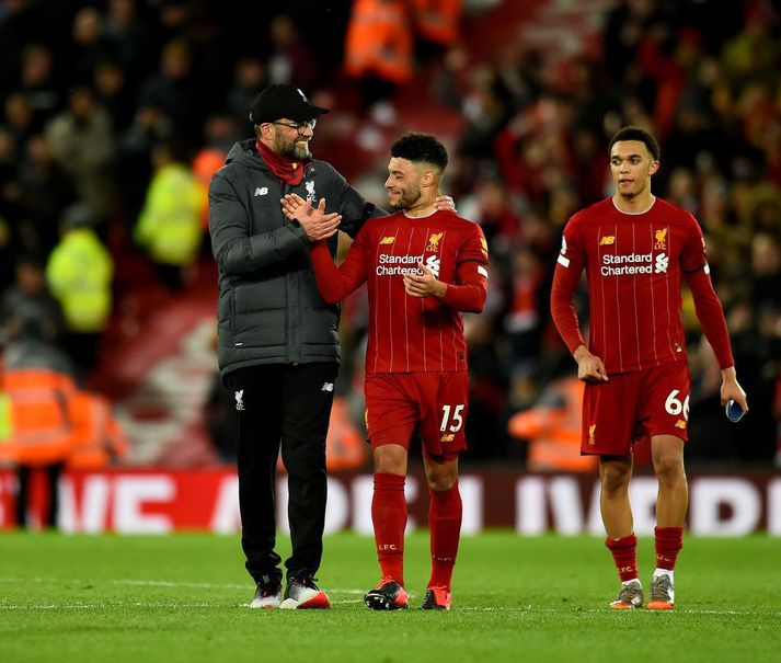 Klopp og Chamberlain á góðri stundu.