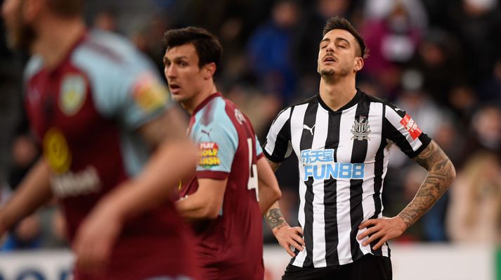 Joselu [til hægri] skoraði 7 mörk í 52 leikjum fyrir Newcastle. Hann er í dag leikmaður Real Madríd.