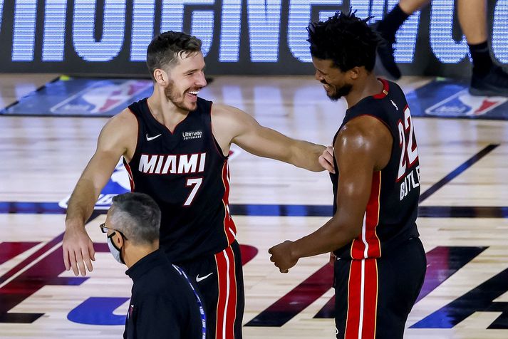 Goran Dragic átti stóran þátt í ævintýri Miami Heat í úrslitakeppninni 2020.