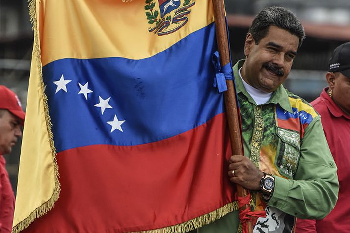 Ólíklegt er að Nicolas Maduro nái ekki endurkjöri í dag.