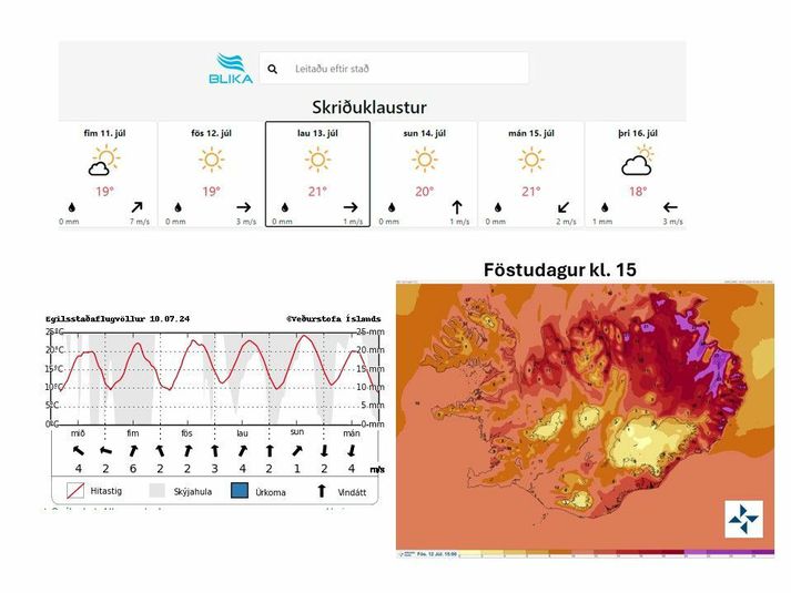 Veðurkort sem Einar birtir máli sínu til stuðnings.