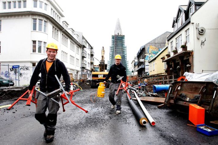 Framkvæmdir við Skólavörðustíg.